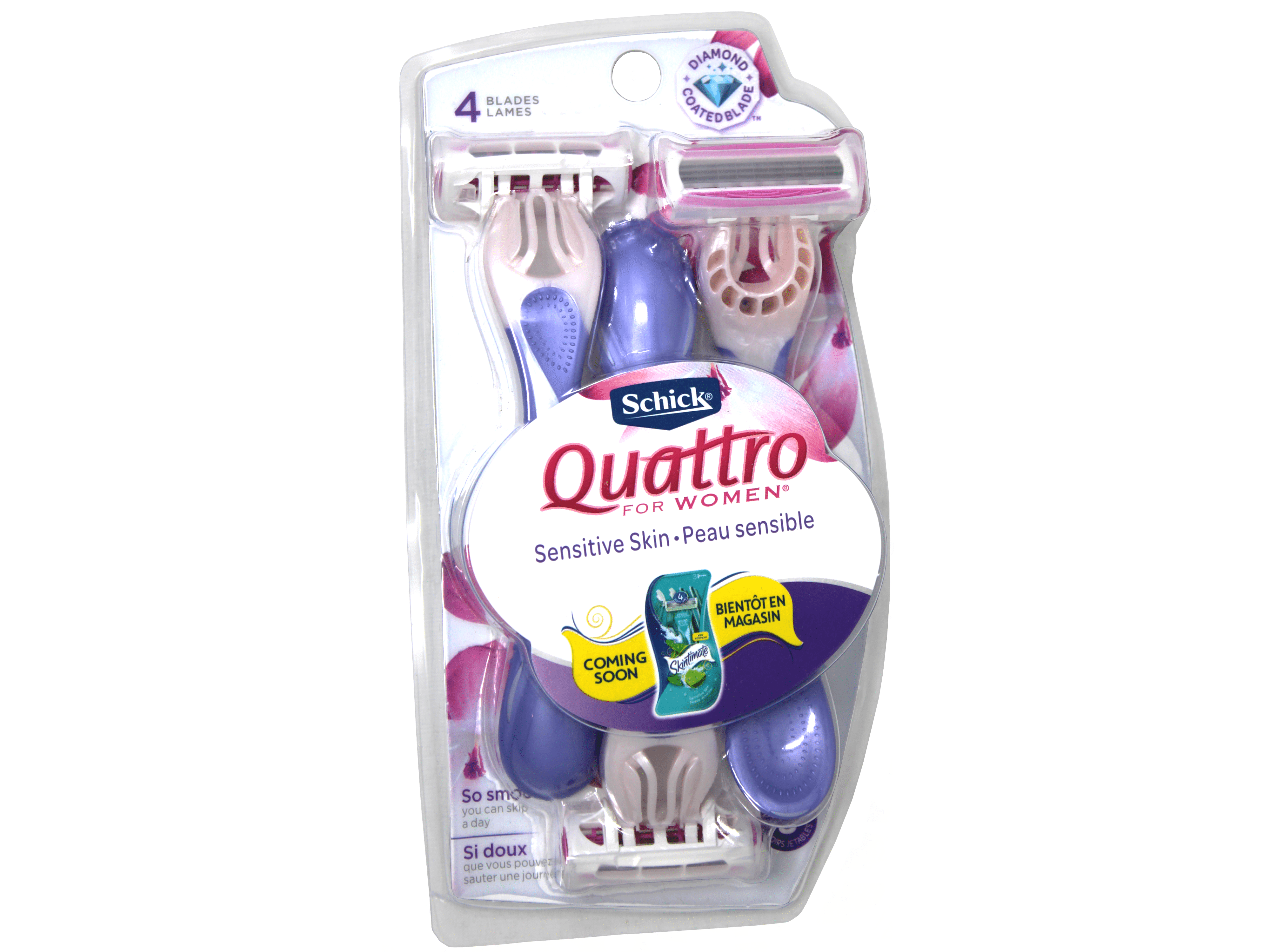 Schick Quattro Disposable Razor, Women Sensitive Skin, 4 Blades, Hypo ...