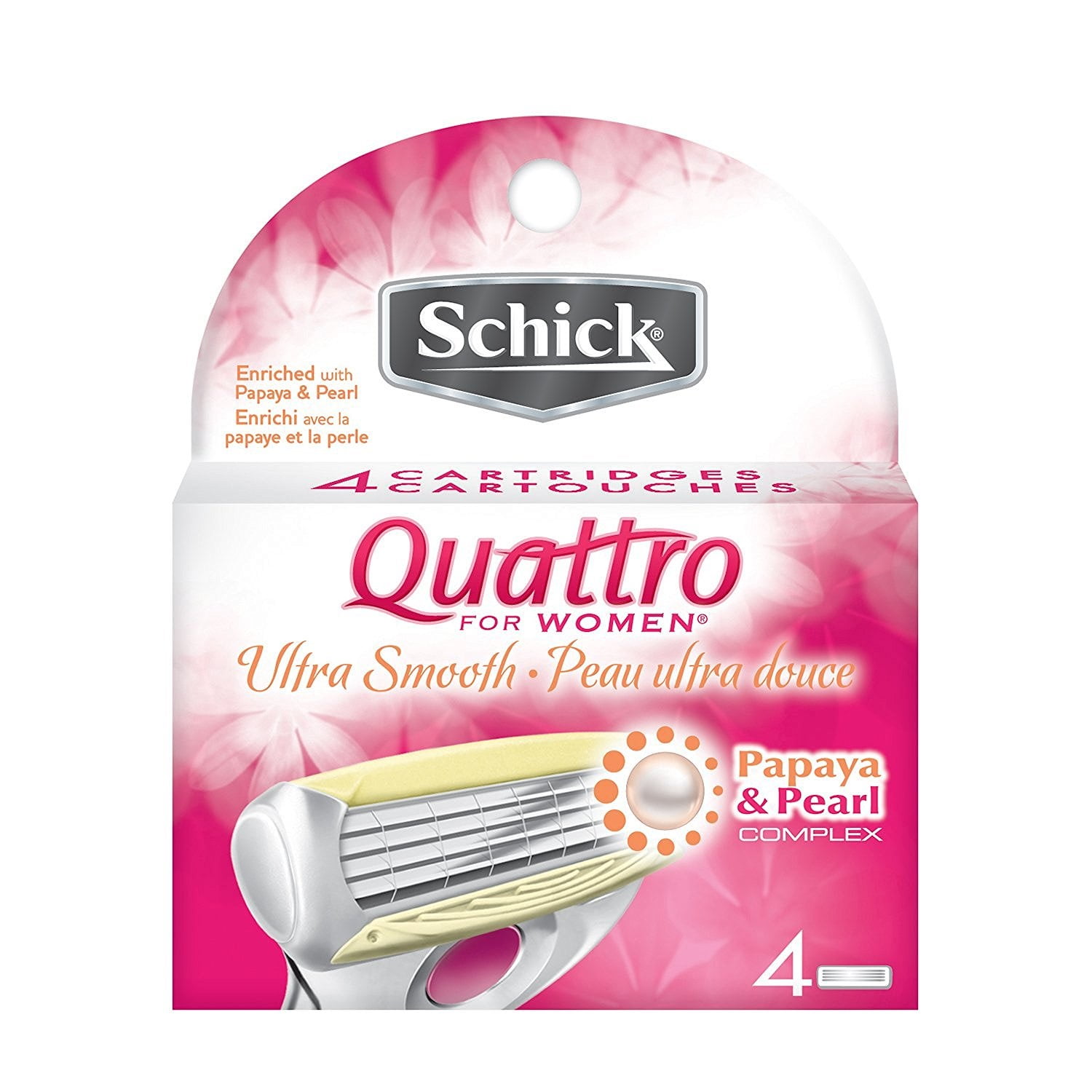 Schick Quattro for Women Ultra Smooth Razor Blade Refills Enhanced with Aloe & Vitamin E, 4 Blades