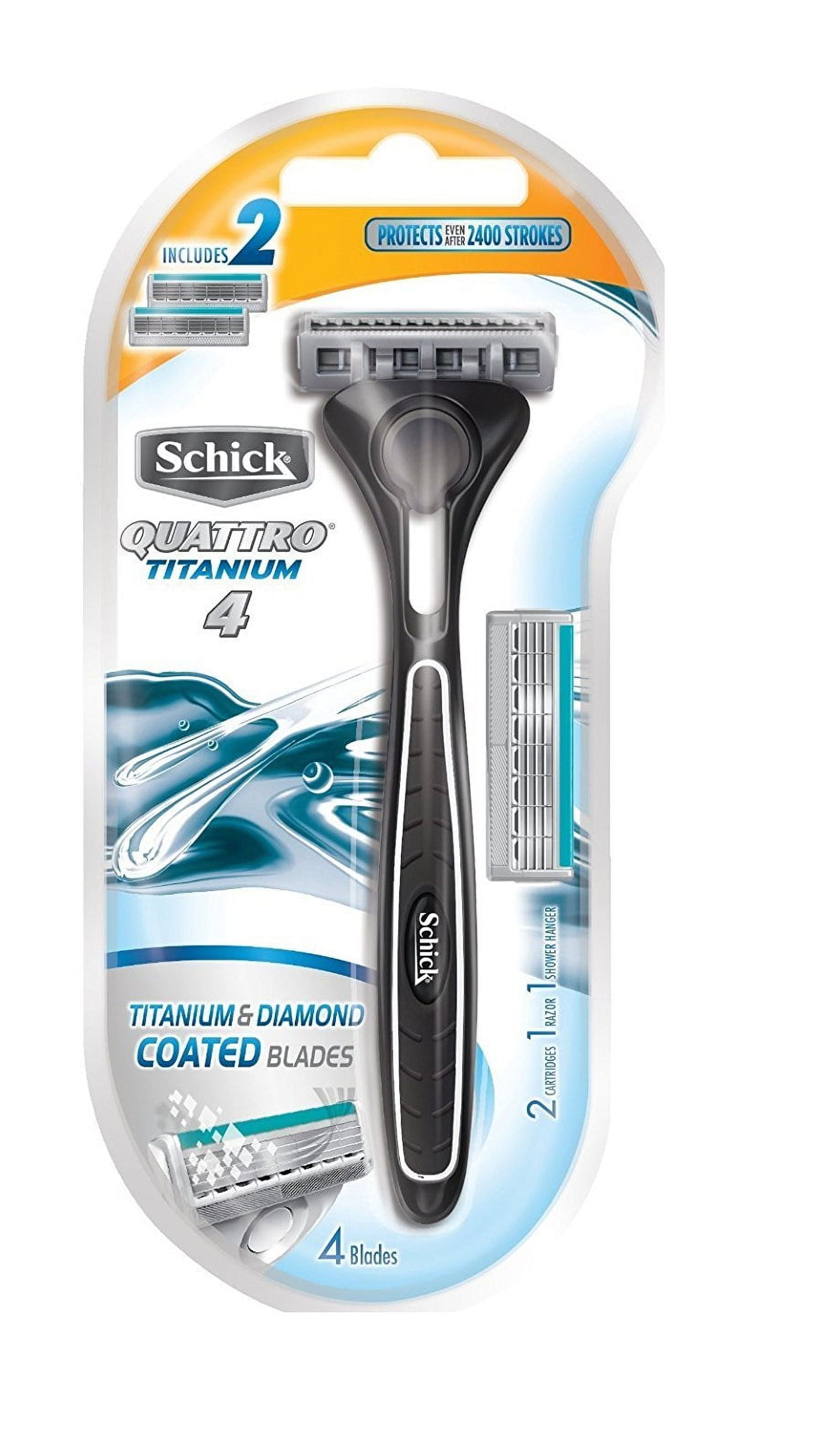 Schick Quattro Razor & Cartridges, Titanium Coated Blades, 1