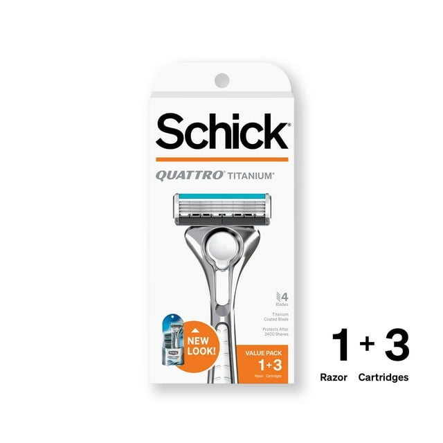 Schick Quattro Titanium Men's Shaver Pack, 1 Razor Handle and 3 Refills ...