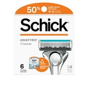 Schick Quattro Titanium Men's Razor Blade Refills, 6 Ct