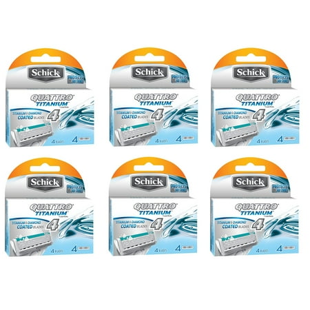 Schick Quattro Titanium Refill Cartridges - 24 Count + Eyebrow Ruler
