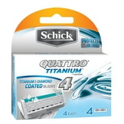 Schick Quattro Titanium Refill Cartridges - 4 Count + Makeup Blender Sponge