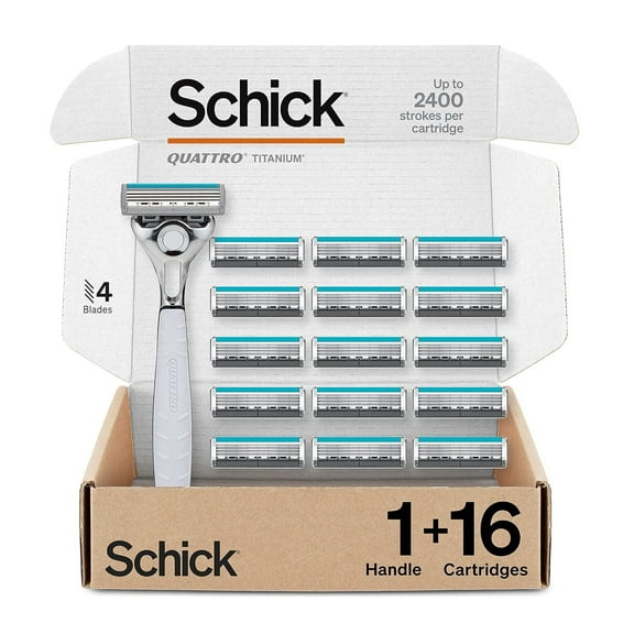Schick Quattro Titanium for Men With 1 Razor and 16 Razor Blades Refills