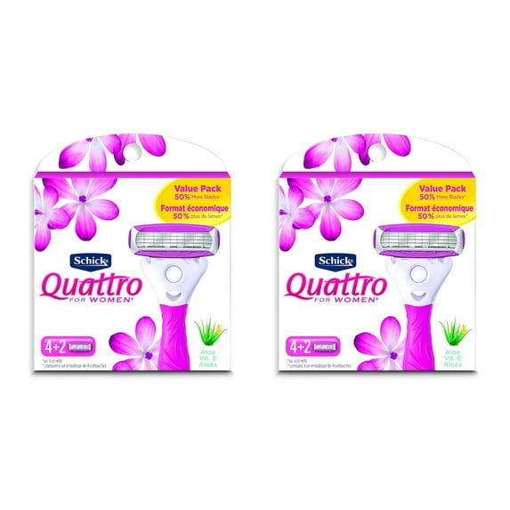 Schick Quattro Ultra Smooth Razor Blade Refills for Women 6 ea (Pack of 2)