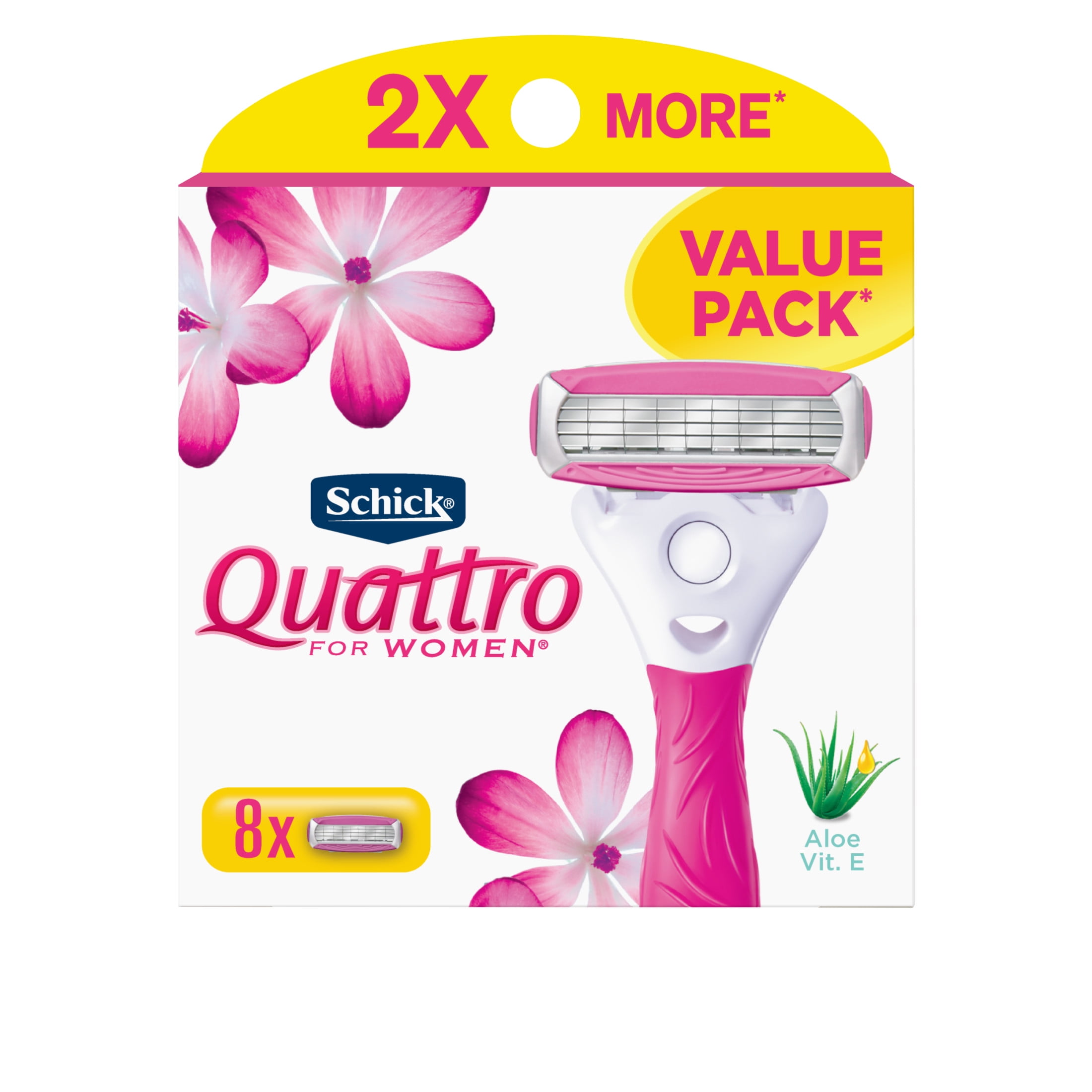 Schick Quattro Women's 4-Blade Razor Blade Refills, All Skin Types, 8 Ct
