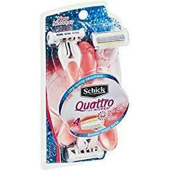 Schick Quattro for Women Disposable Razors Papaya and Pearl 3 Pack (Pack of 2)