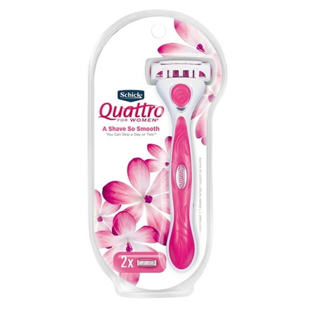 Schick Quattro for Women Razor Handle with 2 Refill Blade Cartridges