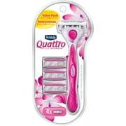 Schick Quattro for Women Women's Razor, 1 Razor Handle and 4 Refills