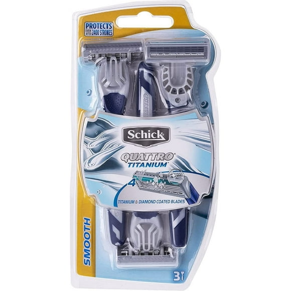 Schick Quattro4 Titanium Disposable Men,S Razor 2 Pack (6-Count)