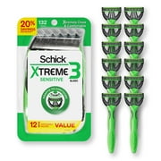Schick Xtreme 3 Blade Disposable Razors for Men, 12 Ct, Men's Sensitive Skin Manual Razors