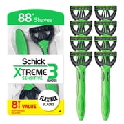 Schick Xtreme 3 Blade Disposable Razors for Men, 8 Ct, Men's Sensitive Skin Manual Disposable Razors