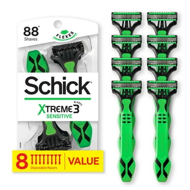 Schick Xtreme 3-Blade Disposable Razors for Men, 8 Ct, Men's Sensitive Skin Manual Disposable Razors