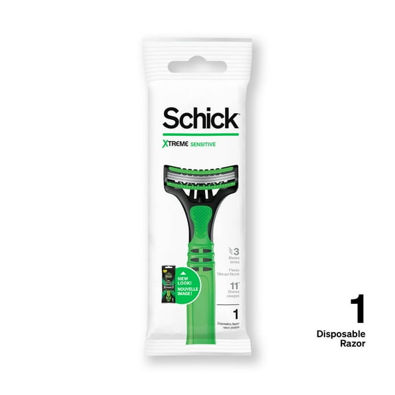Schick Xtreme 3-Blade Sensitive Men's Disposable Razor, 1 Ct, Formulated With Aloe, Fights Skin Irritation