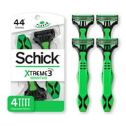 Schick Xtreme 3-Blade Sensitive Men's Disposable Razors, 4 Ct, Aloe Comfort Strip Protects Skin From Irritation