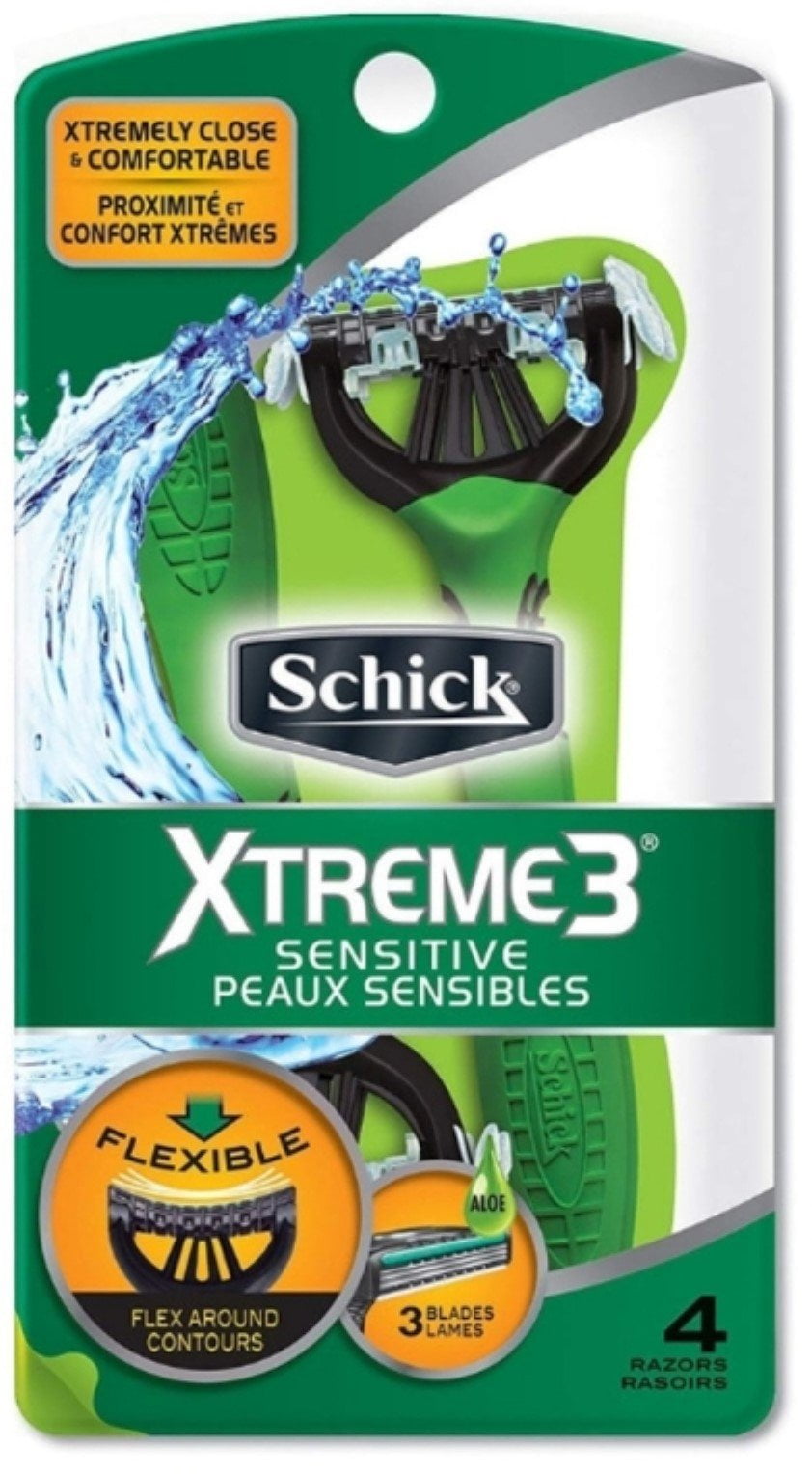 Schick Xtreme 3 Sensitive Peaux Sensibles Flexible Blade Lames, 4ct, 2-Pack