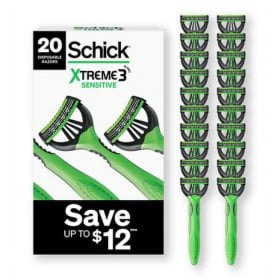 Schick Xtreme3 Sensitive Disposable Razors for Men, 20 count.pack of 2 ...