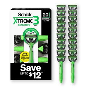 Schick Xtreme3 Sensitive Disposable Razors for Men, 20 count.pack of 2 ...