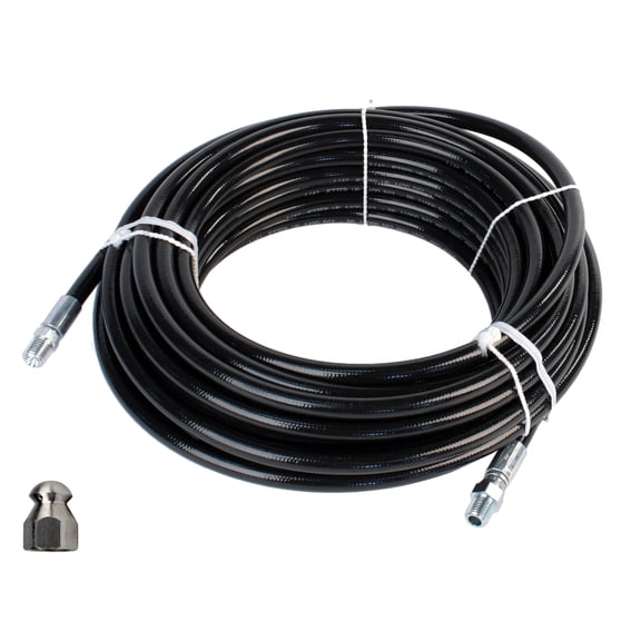 Schieffer 1/4" x 50' 4400 PSI Thermoplastic Sewer Jetter Hose & 7.0 Nozzle
