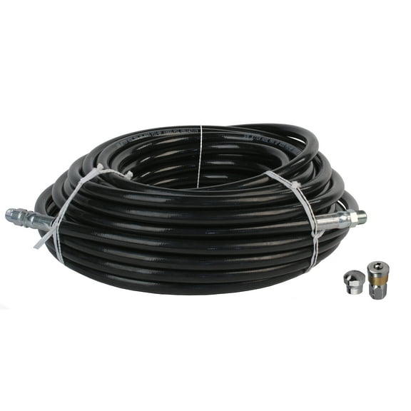 Schieffer 3/8" x 100' 4000 PSI Thermoplastic Sewer Jetter Hose & 8.0 Nozzles