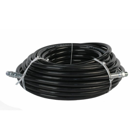 Schieffer 4000 PSI 3/8in. x 100ft. Thermoplastic Black Sewer Jetter Hose with MPT 3/8in. Soild & Swivel Ends