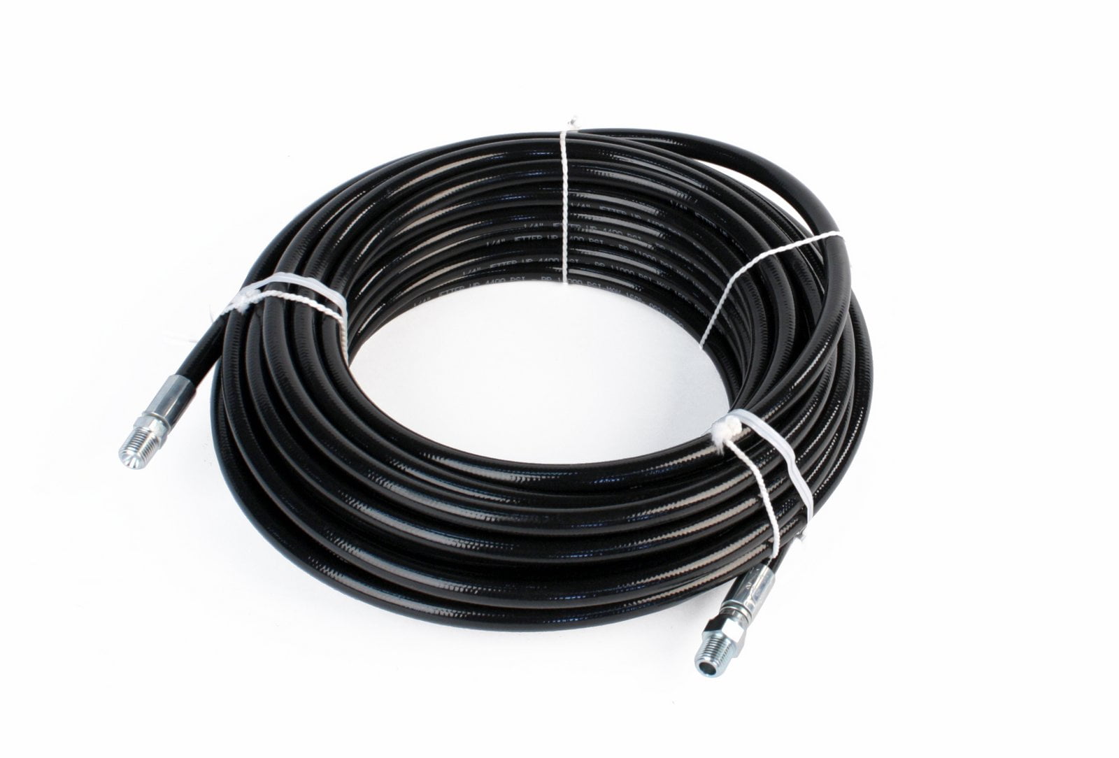 Schieffer 4400 PSI 1/4in. x 50ft. Thermoplastic Black Sewer Jetter Hose with MPT 1/4in. Soild Ends