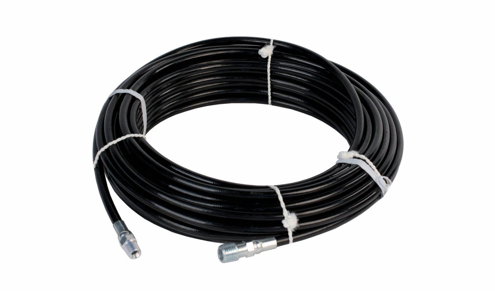 Schieffer 4800 PSI 1/8in. x 50ft. Thermoplastic Black Sewer Jetter Hose with MPT 1/4in. Soild End & 1/4in. Adapter