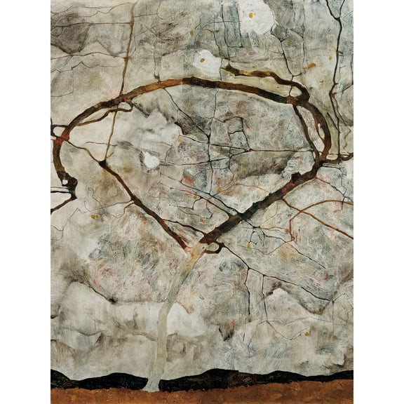 Schiele Autumn Tree Stirred Air Winter Painting Extra Large XL Wall Art Poster Print