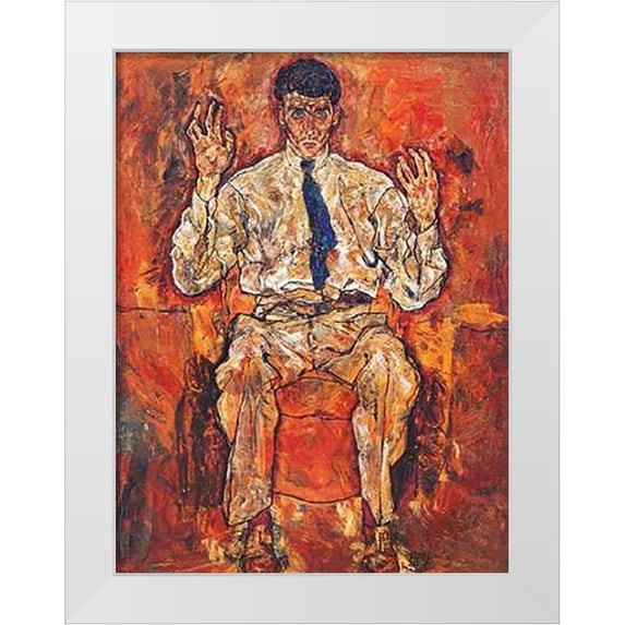 Schiele, Egon 15x18 White Modern Wood Framed Museum Art Print Titled - Portrait Of Painter Paris Von Gutersloh