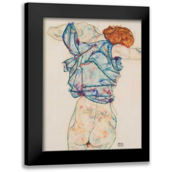 Schiele, Egon 19x24 Black Modern Framed Museum Art Print Titled - Woman Undressing