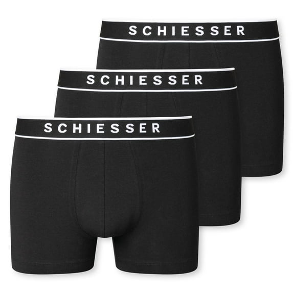 Schiesser Men's Shorts 3-Pack - Series "95/5", Logo Waistband, S-Xxl Black M (Medium)