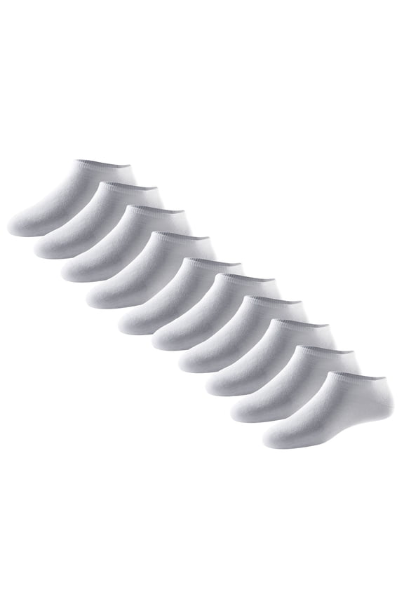Men's Sneaker Socks, 10-Pack - ‘Bluebird’, Cotton Blend White 39-42 (Uk 6-8)