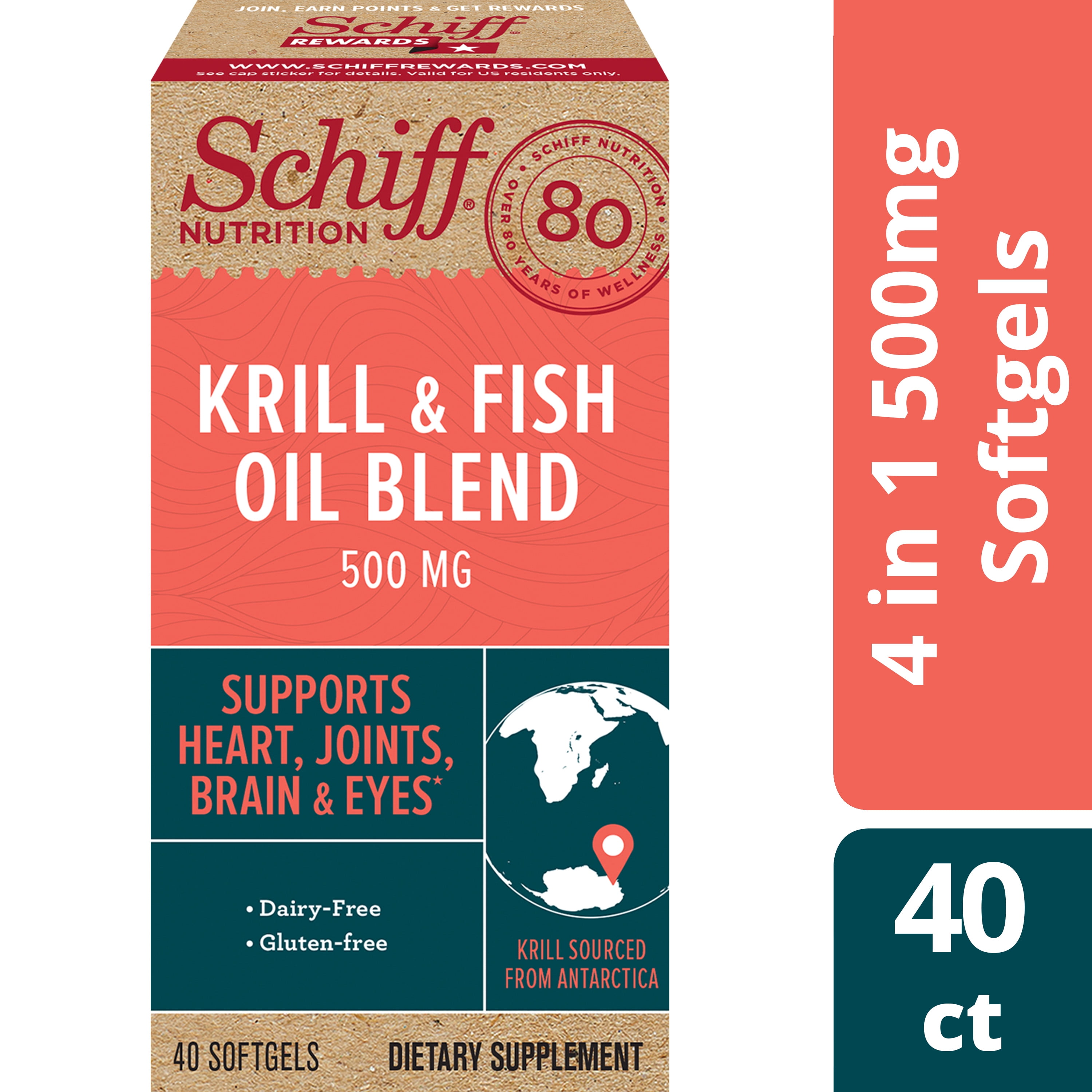 Schiff 500mg Krill & Fish Oil Blend (40 count), Concentrated Omega3