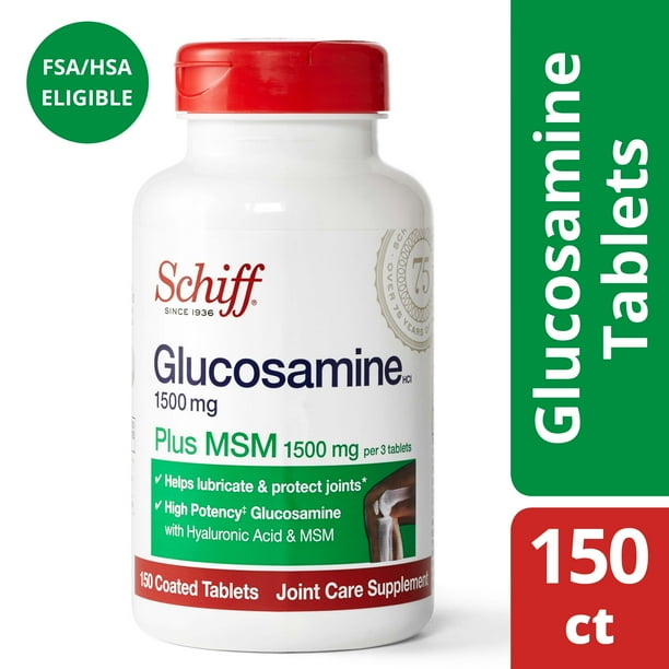 Schiff Glucosamine 1500mg (per serving) Plus MSM Tablets (150 count