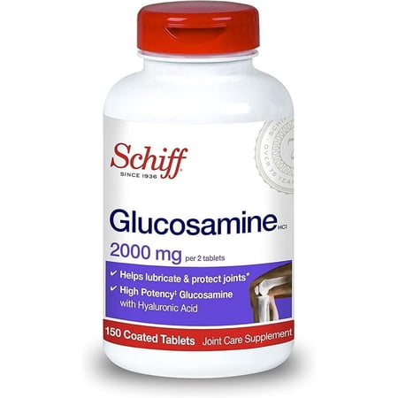 Schiff Glucosamine 2000mg with Vitamin D3 and Hyaluronic Acid Joint Supplement, 150 Count, 2 Pack