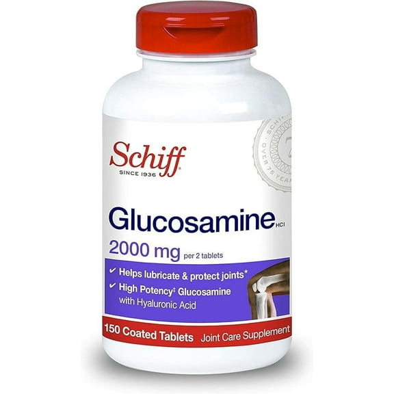 Schiff Glucosamine 2000mg with Vitamin D3 and Hyaluronic Acid Joint Supplement, 150 Count, 2 Pack