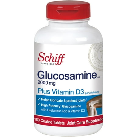 Schiff Glucosamine 2000mg with Vitamin D3 and Hyaluronic Acid Joint Supplement, 150 ct - (Pack of 2)