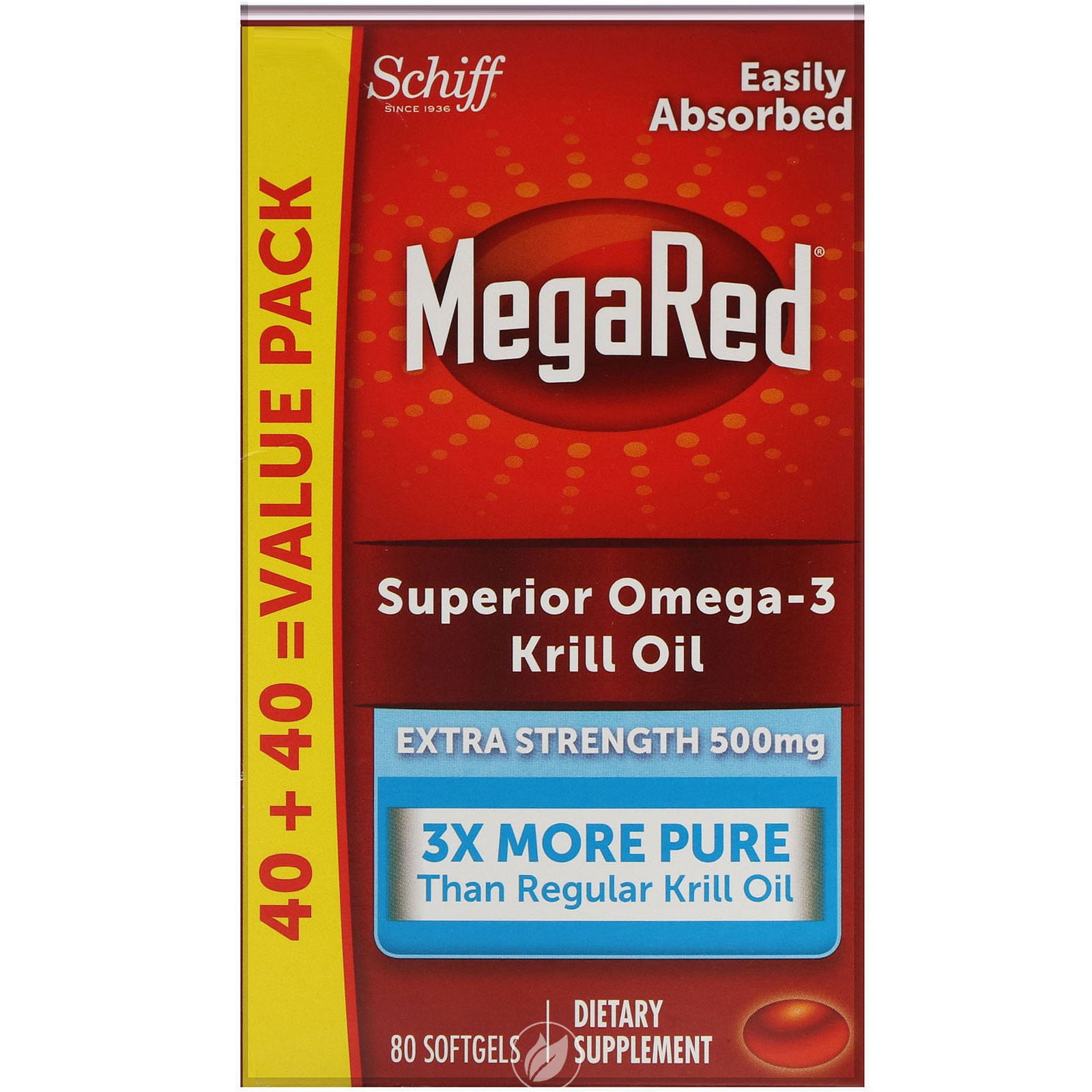Schiff Megared Omega 3 Krill Oil Schiff, MegaRed, Superior Omega-3 Krill Oil, 500 mg, 80 Softgels