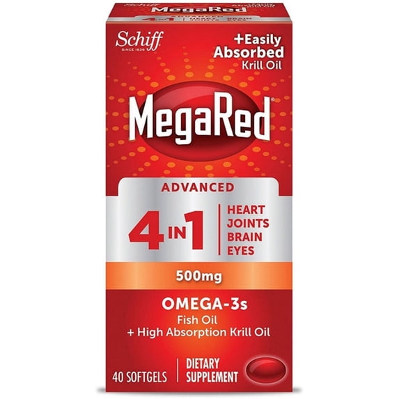 Schiff Megared Advanced 4 in1 500 Mg Omega 3 Supplement 40 ea (Pack of 2)