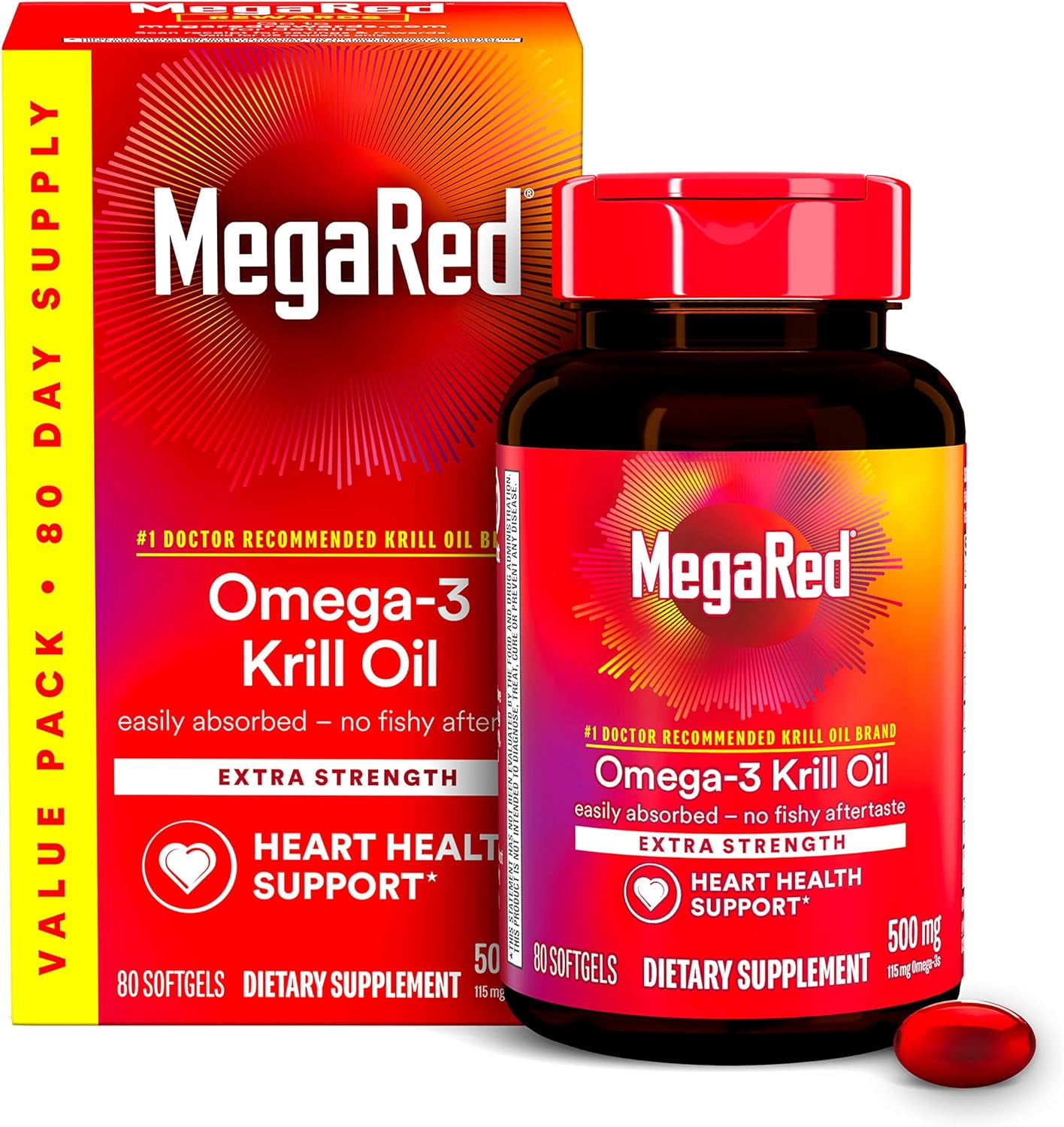 Schiff Megared Superior Omega 3 Krill Oil Extra Strength 500 Mg Softgels, 80 Ea