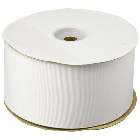 Schiff Ribbons 744-40 Polyester Grosgrain 3-Inch Fabric Ribbons, 50-Yard, White