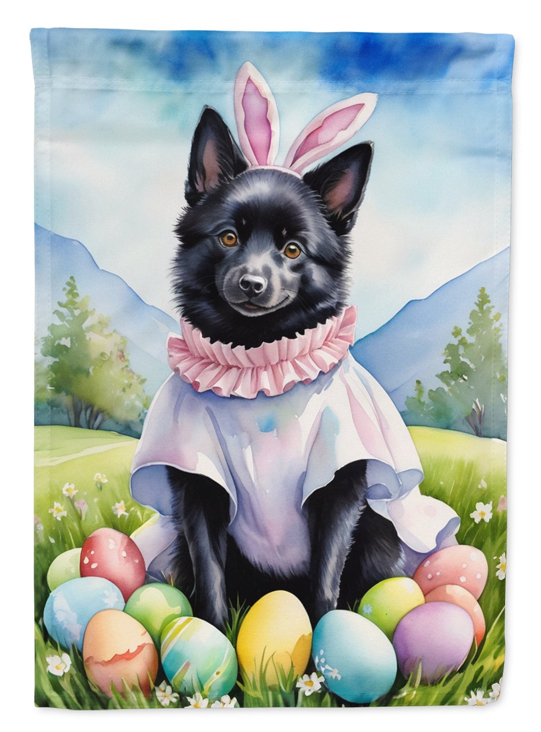 Schipperke Easter Egg Hunt Garden Flag 11.25 in x 15.5 in