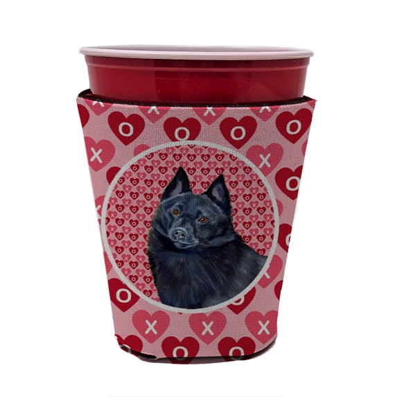 Schipperke Hearts Love and Valentines Day Red Cup Hugger