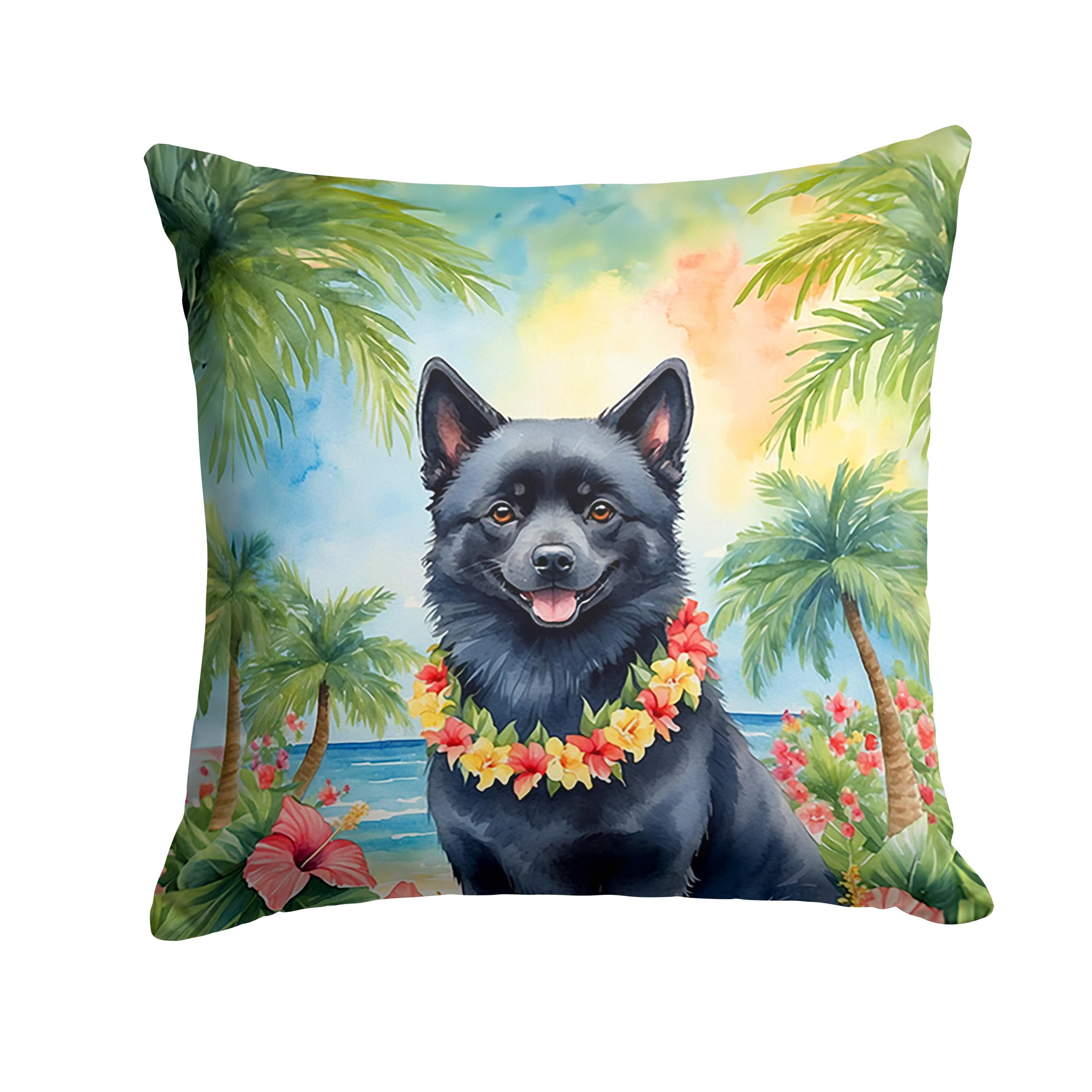 Schipperke Luau Throw Pillow 14 in x 14 in