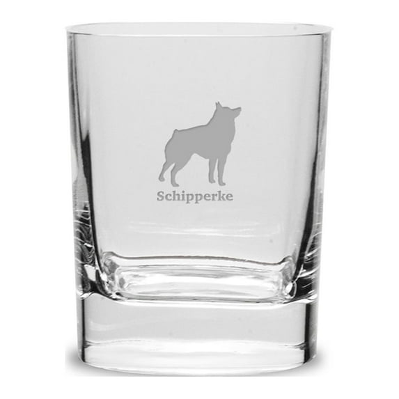Schipperke Luigi Bormioli 11.75 oz Square Round Double Old Fashion Glass