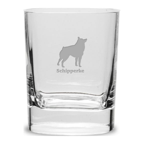 Schipperke Luigi Bormioli 11.75 oz Square Round Double Old Fashion Glass
