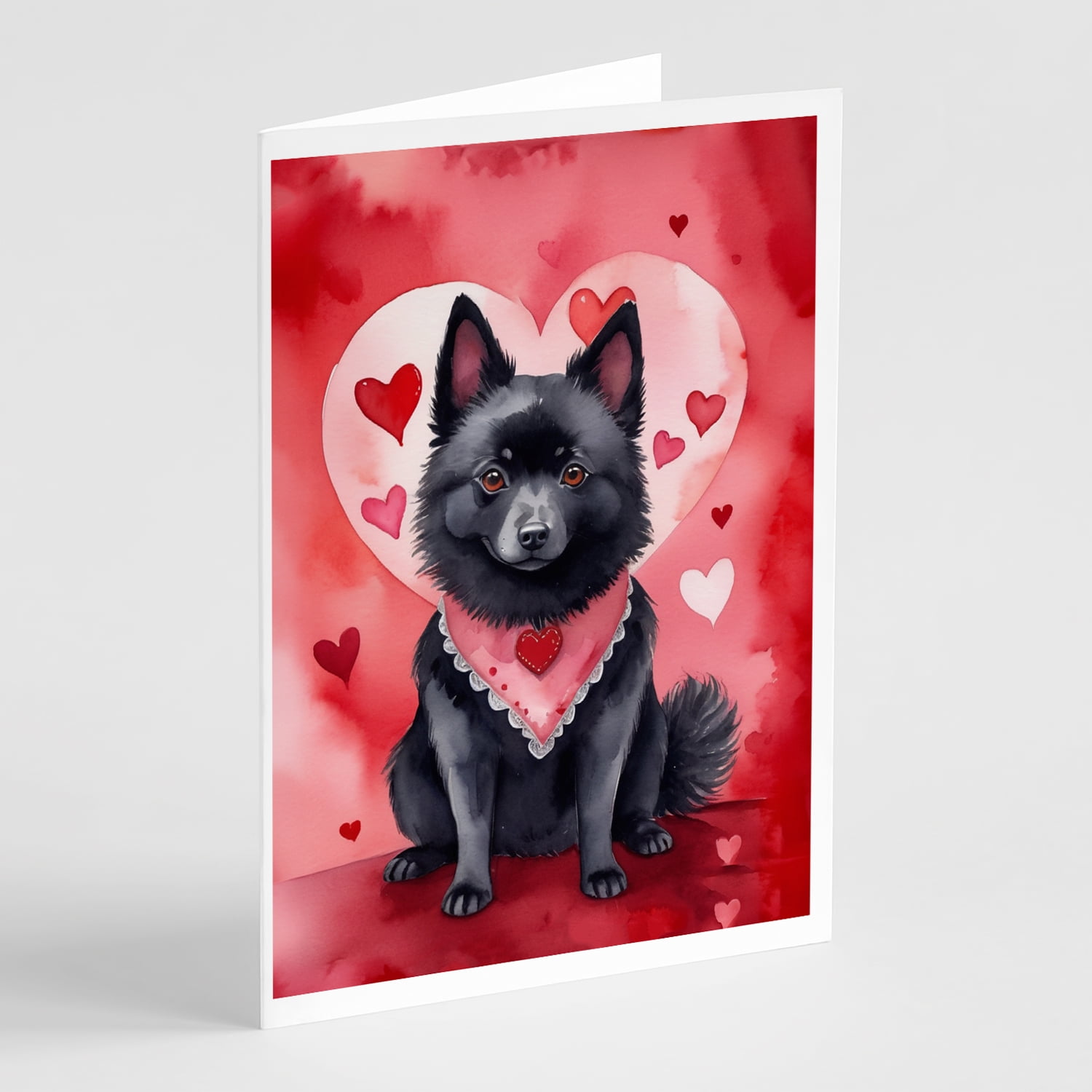 Schipperke My Valentine Greeting Cards Pack of 8 7 in x 5 in