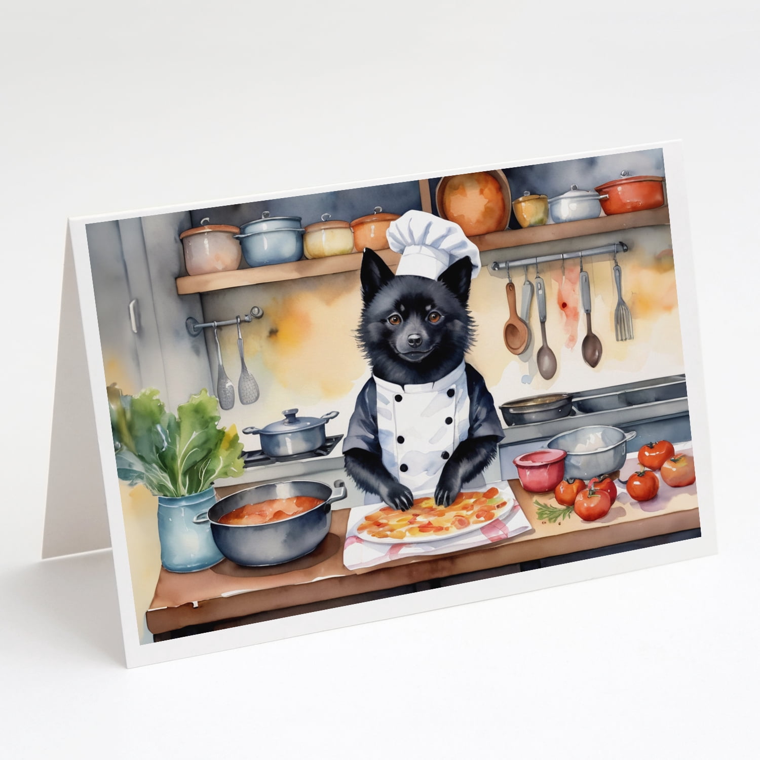 Schipperke The Chef Greeting Cards Pack of 8 7 in x 5 in