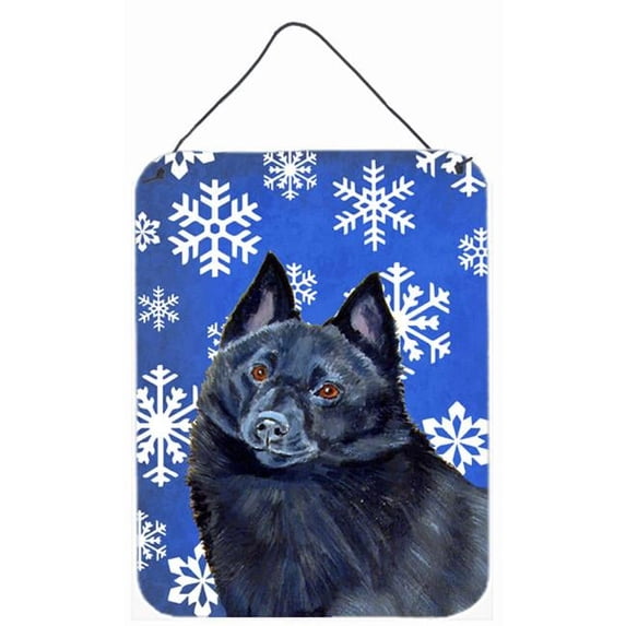 Schipperke Winter Snowflakes Holiday Aluminium Metal Wall Or Door Hanging Prints