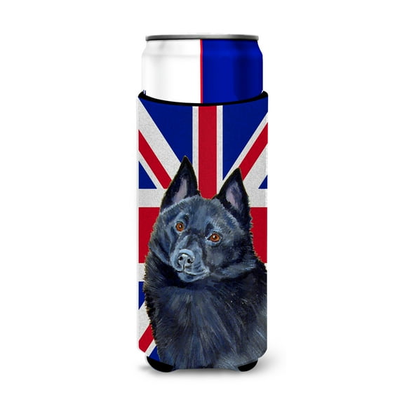 Schipperke with English Union Jack British Flag Ultra Hugger for slim cans